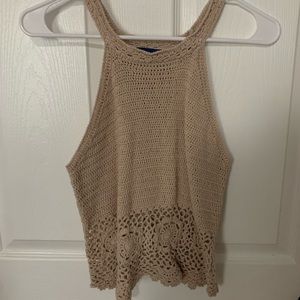 Crocheted tan tank top, women’s size M